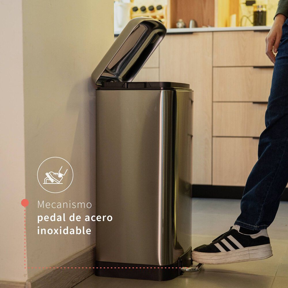 Basurero Cocina Iron 40lts Pedal Acero Inox Simplit image number 4.0